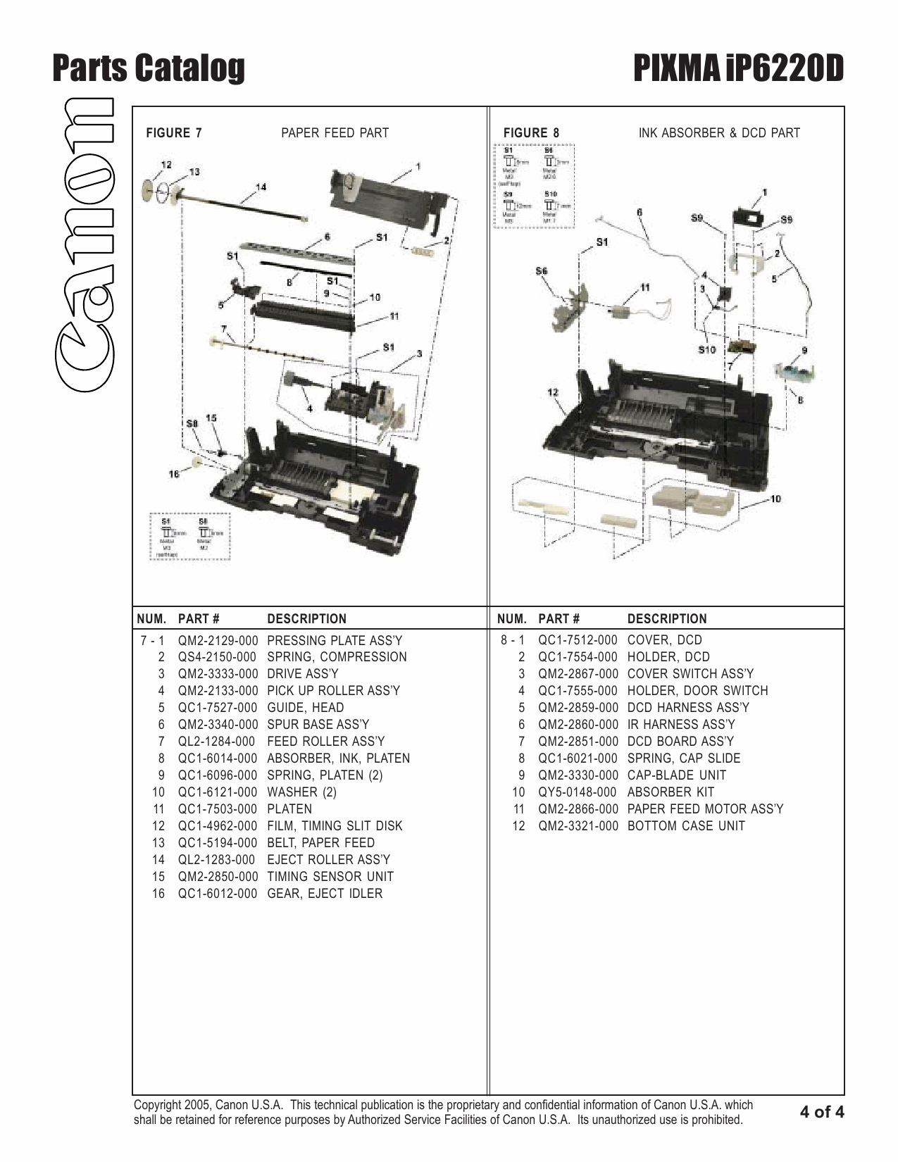 Canon PIXMA iP6220D Parts Catalog-5